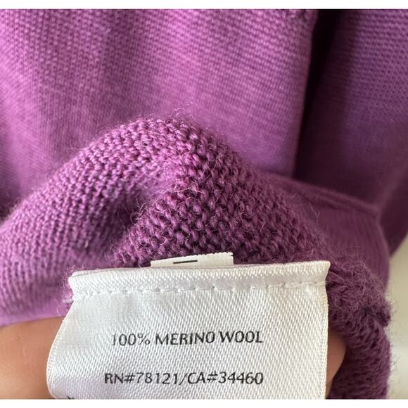 Eileen Fisher Merino Wool Cardigan Sweater Women’s Petite PM Purple Button READ - Picture 6 of 9
